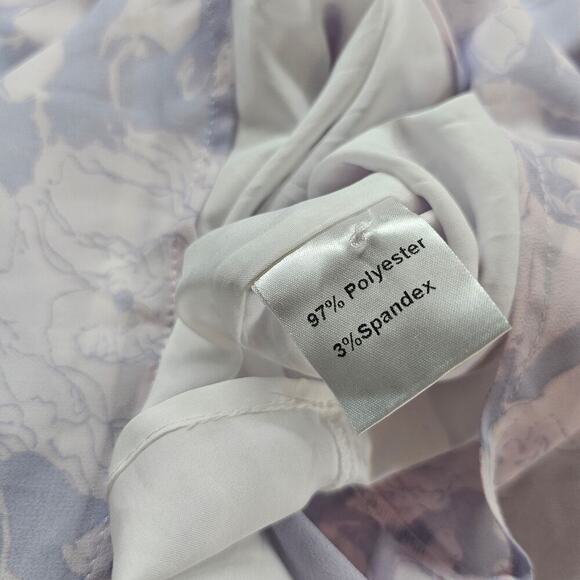 Boho Floral Blouse Women 2X White Button Sheer Balloon Sleeve Peasant Cottage - Picture 10 of 10